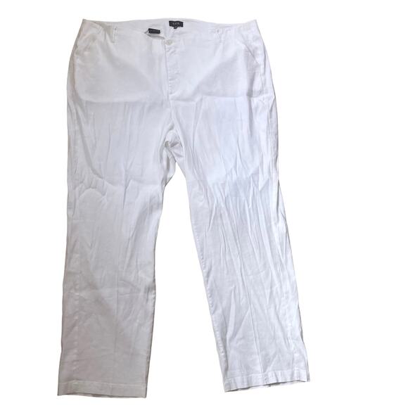 NYDJ Marilyn Straight Pants In Plus Size In Stretch Linen White Size 20 - Picture 3 of 9